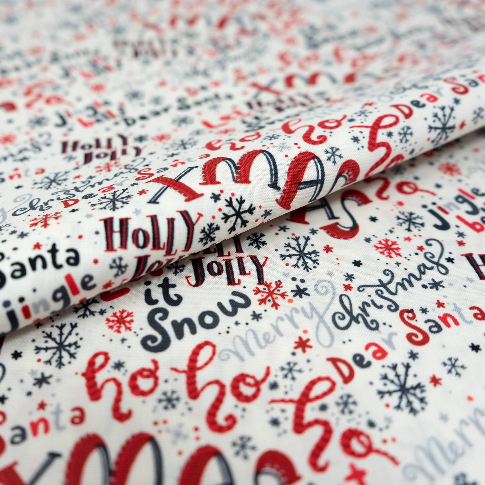SINGER Santa's Words Print Ringspun Cotton Fabric